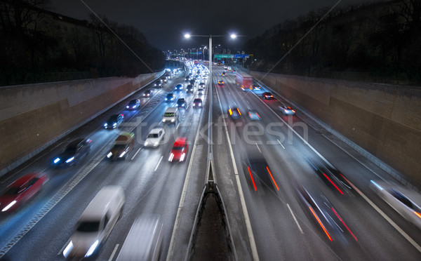 Foto stock: Tráfego · auto-estrada · iluminação · Estocolmo · transporte · noite