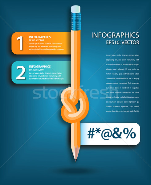 Knotted pencil infographics template. Stock photo © mike301