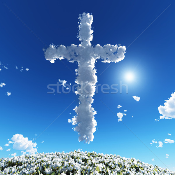 Nuageux croix ciel bleu bleu couleur dieu [[stock_photo]] © mike_kiev