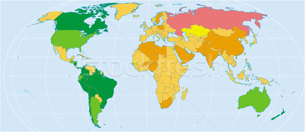 Foto stock: Vetor · mapa · do · mundo · globo · europa · país · Ásia