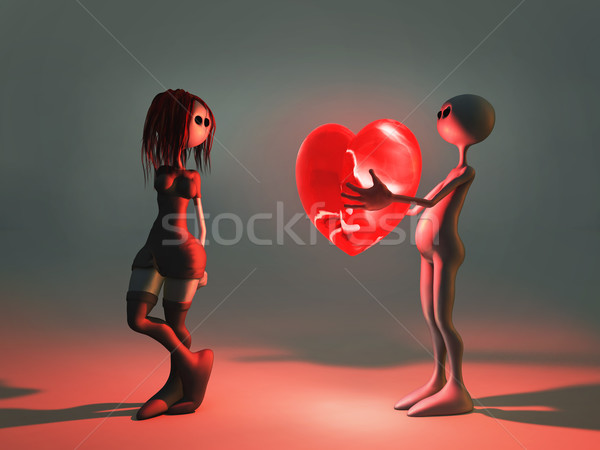 Homme coeur petite amie heureux verre rouge [[stock_photo]] © mike_kiev
