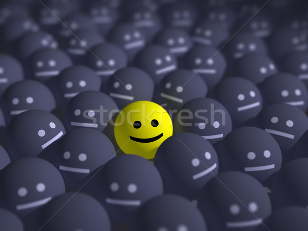 Stock photo: smile in the middle of grey crowd
