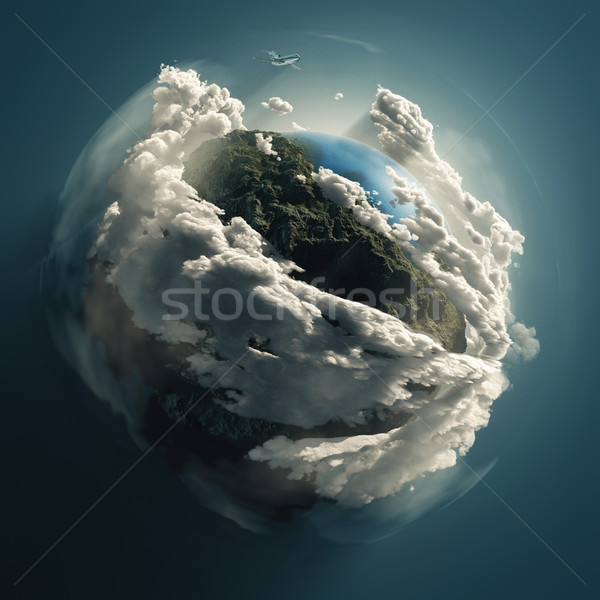 Flugzeug Erde Himmel Wolken Welt blau Stock foto © mike_kiev
