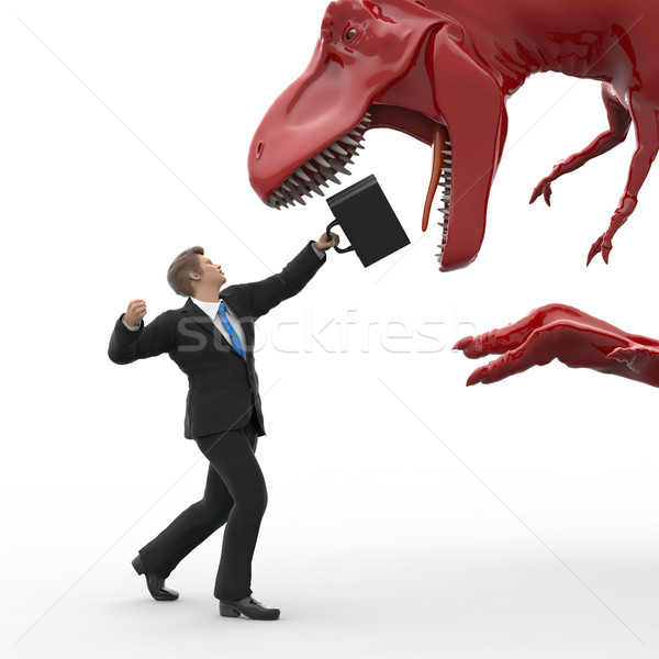 Dapper zakenman vechten dinosaurus macht stress Stockfoto © mike_kiev