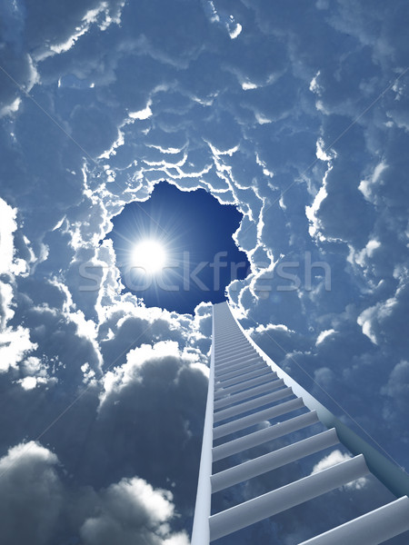 Treppe Himmel Himmel Wolken Sonne Erfolg Stock foto © mike_kiev