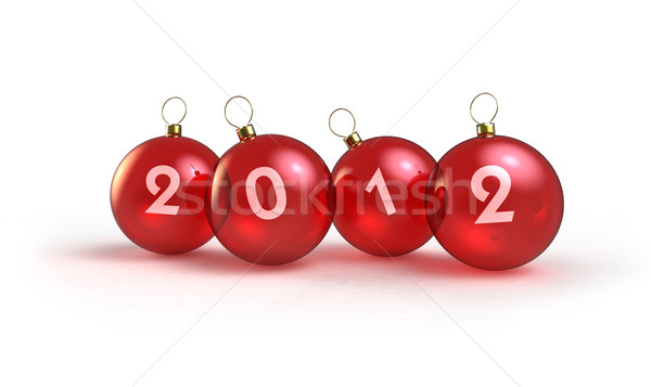 Piros buborékok dekoráció új év 2012 üveg Stock fotó © mike_kiev