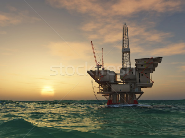 Mar torre de perforación petrolera perforación negocios construcción Foto stock © mike_kiev