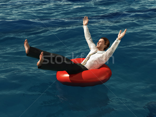 businessman floating on the lifebuoy Stock photo © mike_kiev