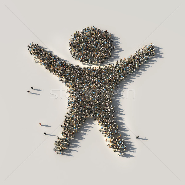 Foule personnes gagnant homme groupe communication [[stock_photo]] © mike_kiev