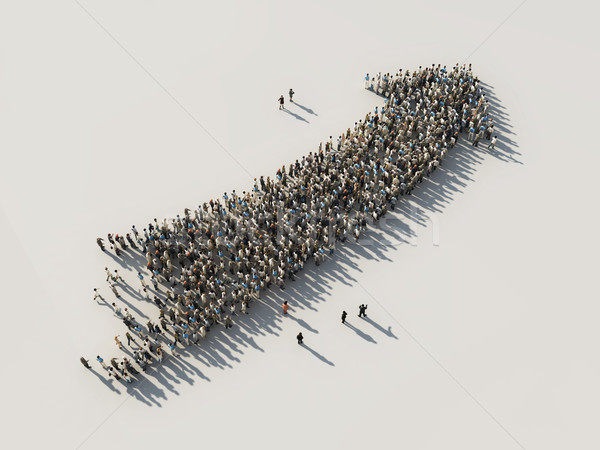 Imagine de stoc: Săgeată · mulţimile · organizat · grup · de · oameni · afaceri · Reuniunea