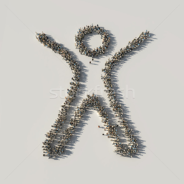 Tömeg emberek nyertes férfi csoport kommunikáció Stock fotó © mike_kiev