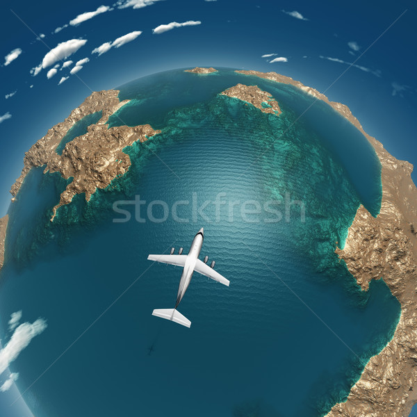 飛行機 飛行 海 島々 空 ストックフォト © mike_kiev