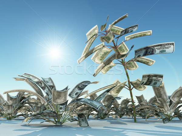 Croissant dollars soleil vert bleu usine [[stock_photo]] © mike_kiev