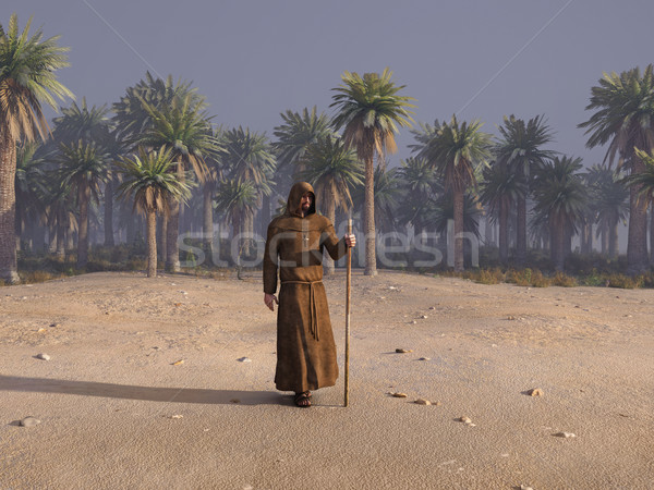 Isus Hristos călătorie deşert fundal palmier Imagine de stoc © mike_kiev