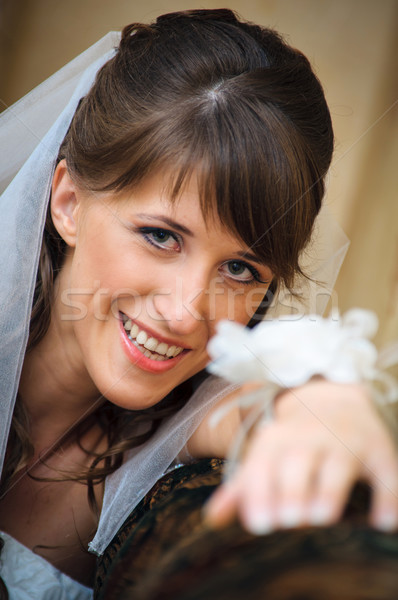 Retrato sonrisa novia casa medio ambiente sonriendo Foto stock © mikhail_ulyannik
