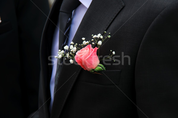 Rose Red novio abrigo negro primer plano boda Foto stock © mikhail_ulyannik