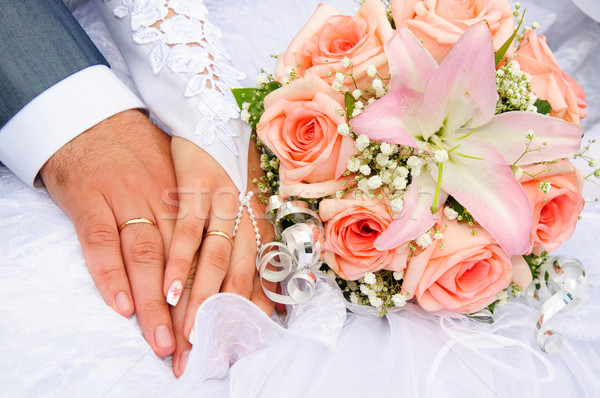 Ramo de la boda tomados de las manos mano hombre aumentó fondo Foto stock © mikhail_ulyannik