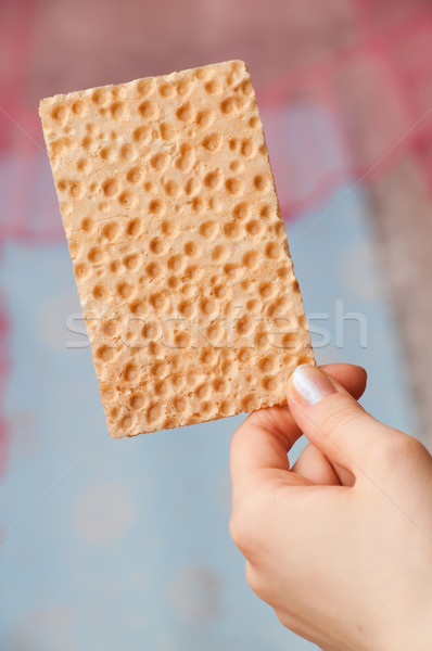 Smakelijk brood hand voedsel plaat ontbijt Stockfoto © mikhail_ulyannik