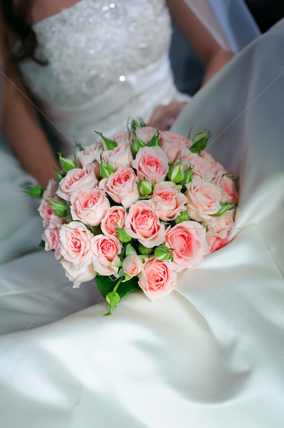 Novia vestido blanco ramo rosas mujer Foto stock © mikhail_ulyannik