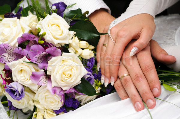 Liefde touch bruiloft handen vrouw hand Stockfoto © mikhail_ulyannik
