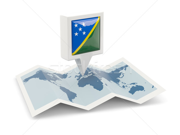 Square pin with flag of solomon islands on the map Stock photo © MikhailMishchenko