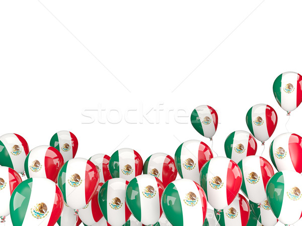 Сток-фото: Flying · шаров · флаг · Мексика · изолированный · белый