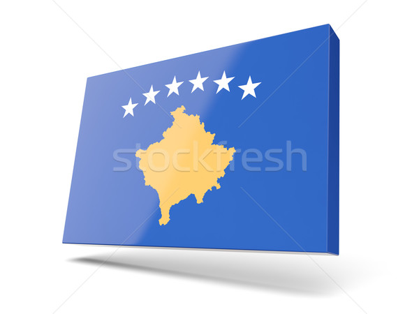 Kare ikon bayrak Kosova yalıtılmış beyaz Stok fotoğraf © MikhailMishchenko