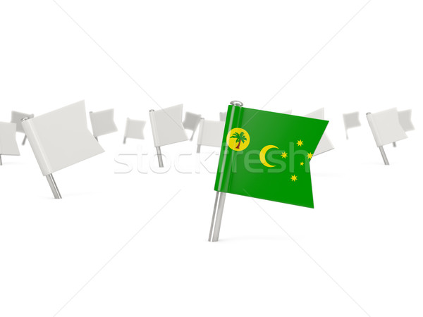 Square pin with flag of cocos islands Stock photo © MikhailMishchenko