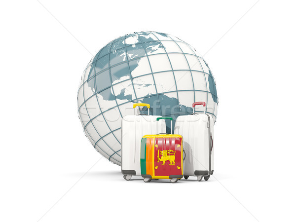 Bagage vlag drie zakken wereldbol 3d illustration Stockfoto © MikhailMishchenko