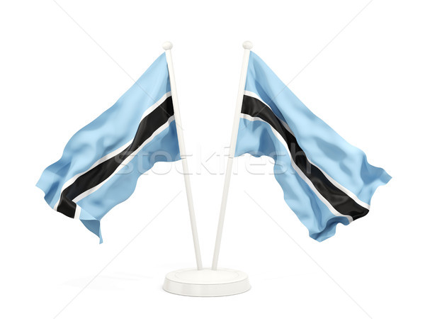 Stockfoto: Twee · vlaggen · Botswana · geïsoleerd · witte