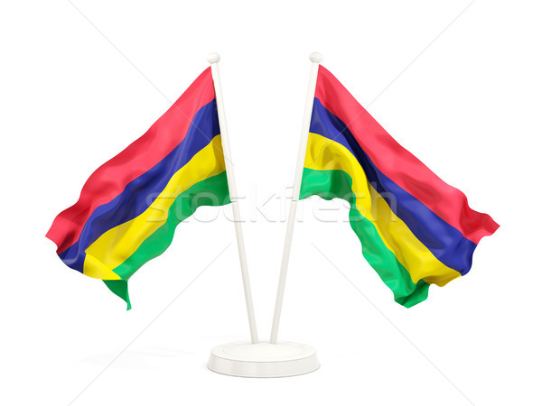 Due bandiere Mauritius isolato bianco Foto d'archivio © MikhailMishchenko