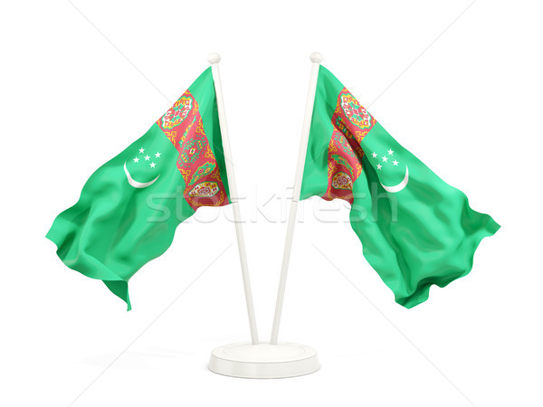 Due bandiere Turkmenistan isolato bianco Foto d'archivio © MikhailMishchenko