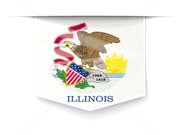 illinois state flag square label with shadow. United states loca Stock photo © MikhailMishchenko