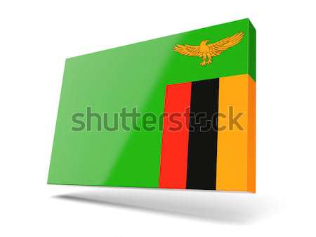 Placu ikona banderą Zambia metal ramki Zdjęcia stock © MikhailMishchenko