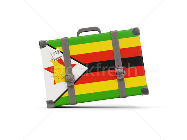 Gepäck Flagge Zimbabwe Koffer isoliert weiß Stock foto © MikhailMishchenko