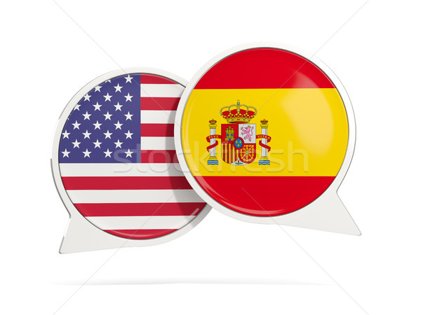 Chat bubbles of USA and Spain isolated on white Stock photo © MikhailMishchenko