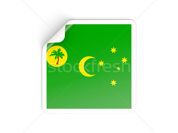 Square sticker with flag of cocos islands Stock photo © MikhailMishchenko
