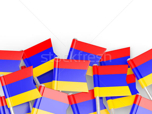 Stock foto: Flagge · Pin · Armenien · isoliert · weiß · Hintergrund