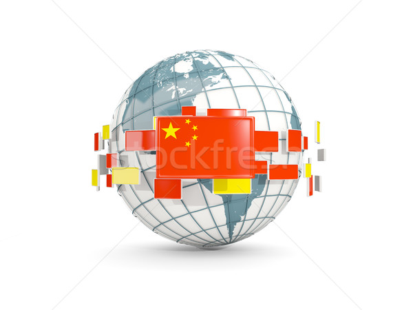 Globe with flag of china isolated on white Stock photo © MikhailMishchenko