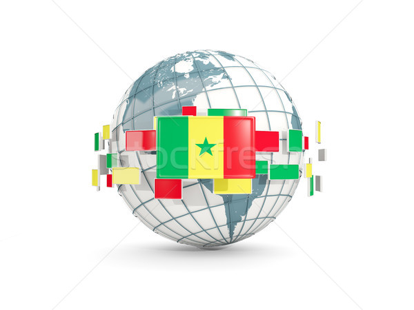 Stock photo: Globe with flag of senegal isolated on white