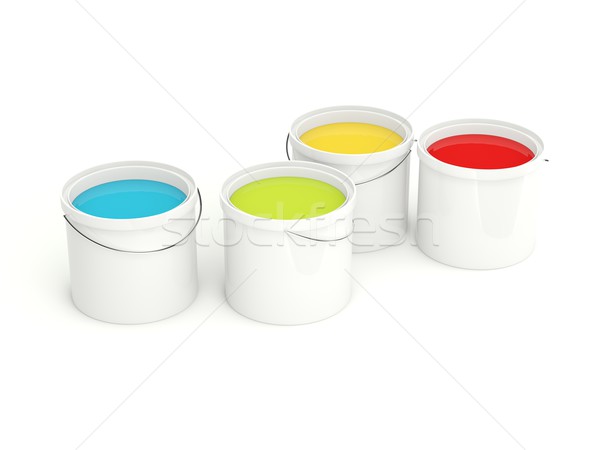 Stock photo: Paint tanks isolated on white