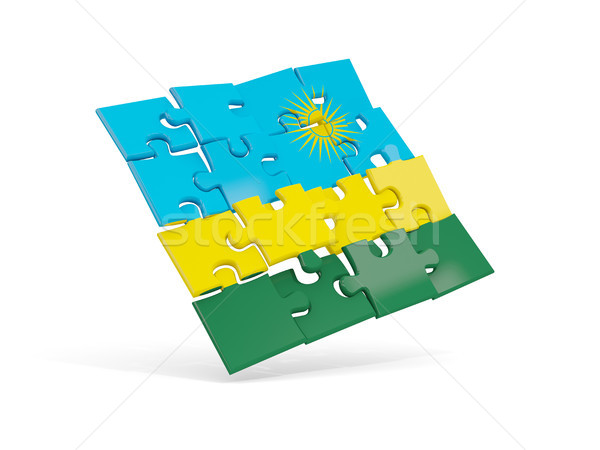 Puzzle banderą Rwanda odizolowany biały 3d ilustracji Zdjęcia stock © MikhailMishchenko