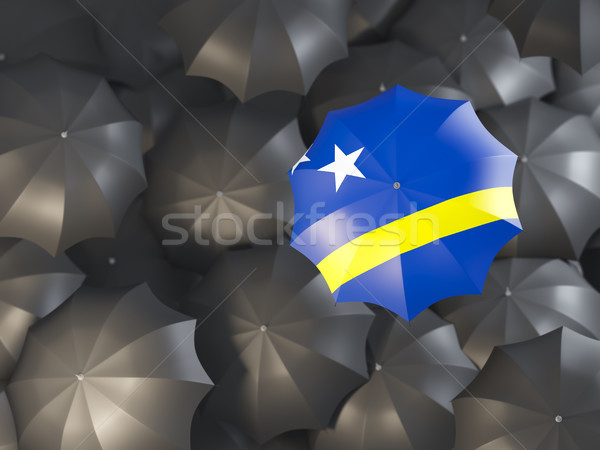 Paraplu vlag top zwarte parasols 3d illustration Stockfoto © MikhailMishchenko