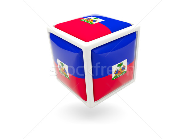 Foto stock: Bandeira · Haiti · cubo · ícone · isolado · branco