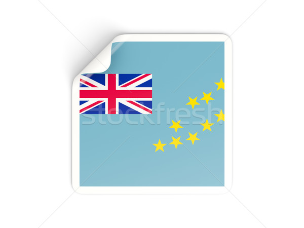 Vierkante sticker vlag Tuvalu geïsoleerd witte Stockfoto © MikhailMishchenko
