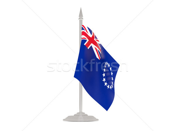 Flag of cook islands with flagpole. 3d render Stock photo © MikhailMishchenko