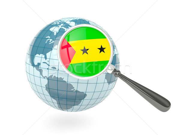 Magnified flag of sao tome and principe with blue globe Stock photo © MikhailMishchenko
