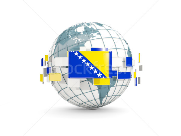Globe with flag of bosnia and herzegovina isolated on white Stock photo © MikhailMishchenko