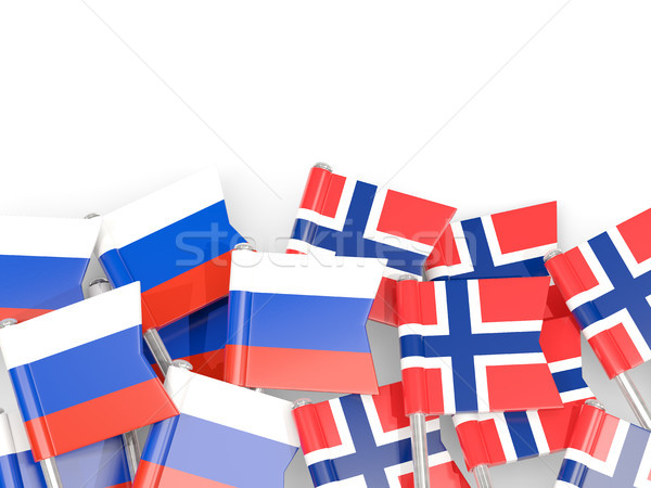 Flag pins of Russia and Norway isolated on white Stock photo © MikhailMishchenko
