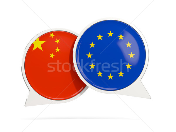 Chat bubbles of China and EU isolated on white Stock photo © MikhailMishchenko